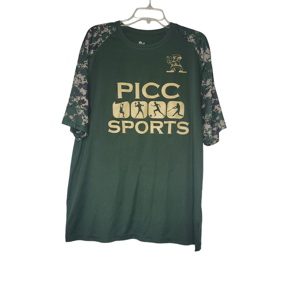 Badger Sport PICC Sports Shirt Mens‎ XL Green Camo Raglan D. Johnson 2 Athletic